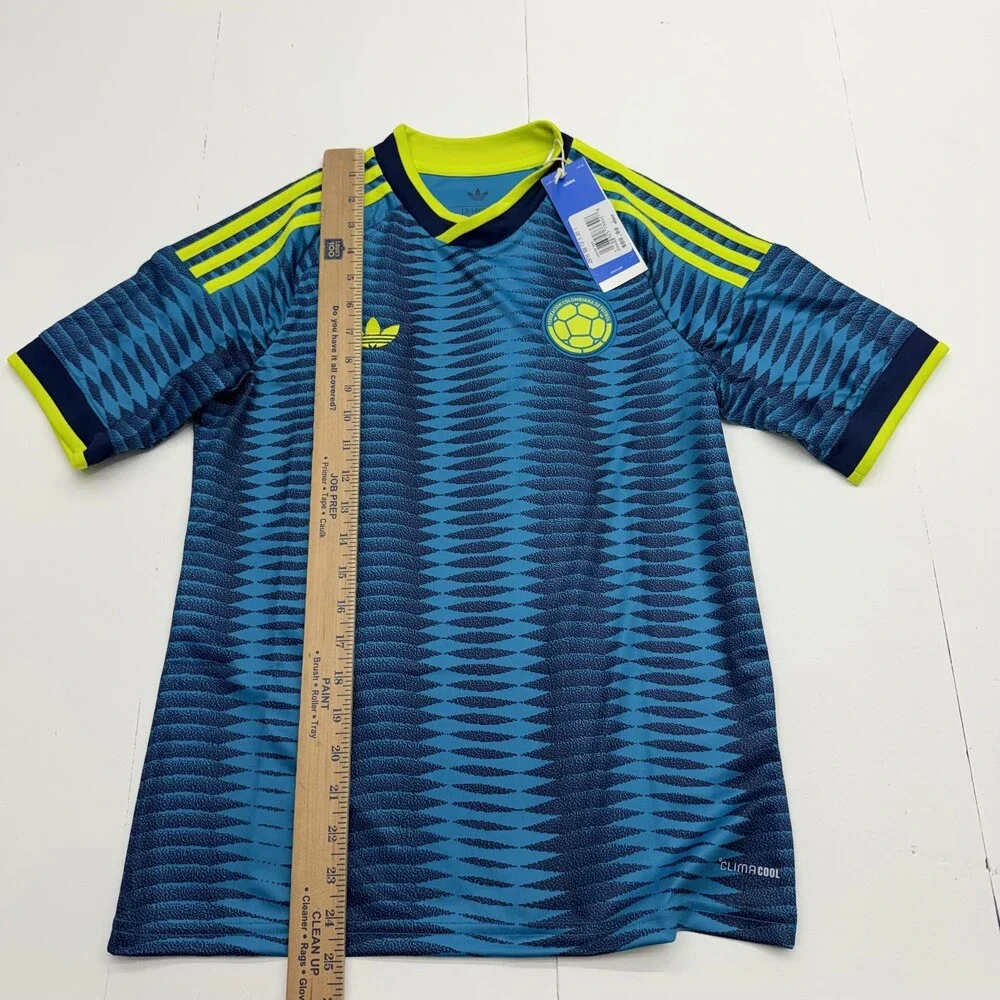 Colombia Soccer Jersey Youth Large 13-14 Blue Boy Adidas ClimaCool National Team